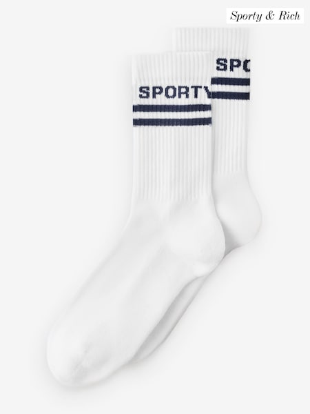 Sporty & Rich White Bold Logo Socks (F79270) | £35
