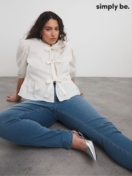 Simply Be Blue Chrome High Waisted Super Stretch Slim Jeans (F79272) | £32