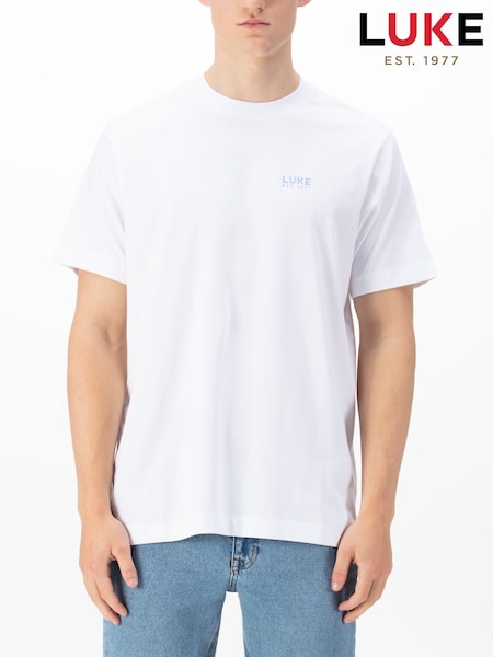 Luke 1977 Relaxed Fit 100% Cotton Umpire Triangle White T-Shirt (F79354) | £45