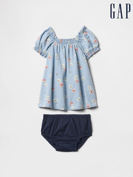 Gap Blue Floral Floral Denim Dress (Newborn-24mths) (F79383) | £30