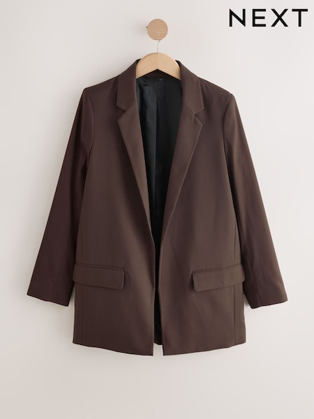 Chocolate Brown Twill Melange Relaxed Blazer (F79435) | £55