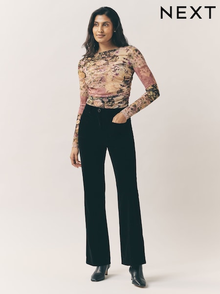 Black Velvet Slim Flare Trousers (F79436) | £54