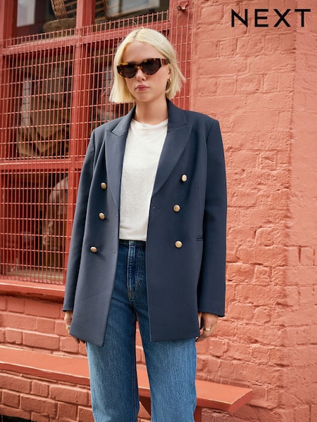 Navy Military Double Breasted Blazer (F79463) | £78