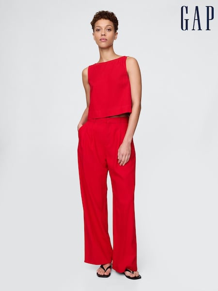 Gap Red Wide Leg Heavyweight Linen-Blend Trousers (F79493) | £60