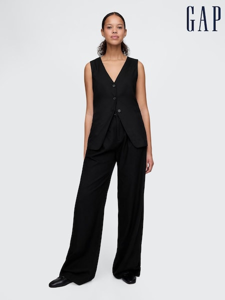 Gap Black Wide Leg Heavyweight Linen-Blend Trousers (F79494) | £60