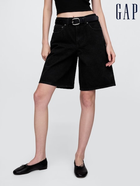 Gap Black 11.5" Mid Rise Longline Denim Shorts (F79495) | £35