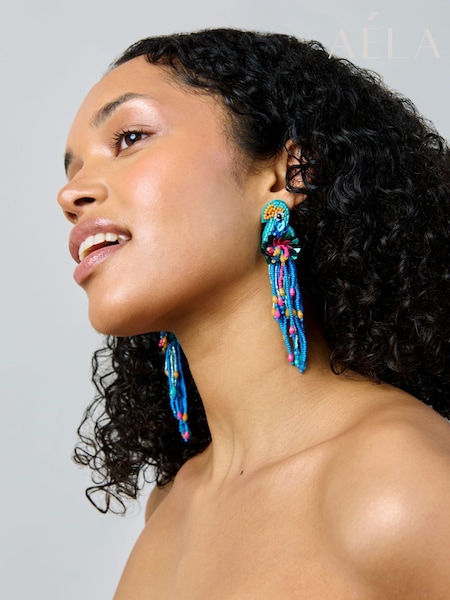Aela Blue Beaded Parrot Earrings (F79546) | £18.50