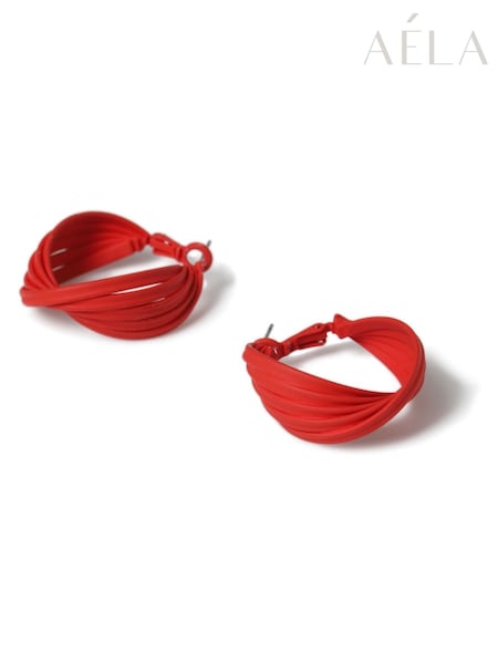Aela Red Twisted Powdercoat Hoop Earrings (F79567) | £0