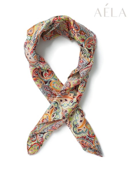 Aela Orange Bright Paisley Print Bandana Scarf (F79581) | £14