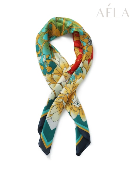 Aela Green Floral Print Bandana Scarf (F79594) | £14