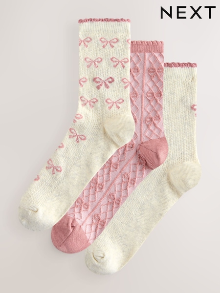 Pink Bows Ankle Socks 3 Pack (F79617) | £10