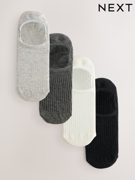 Black/White Invisible Socks 4 Pack (F79646) | £0