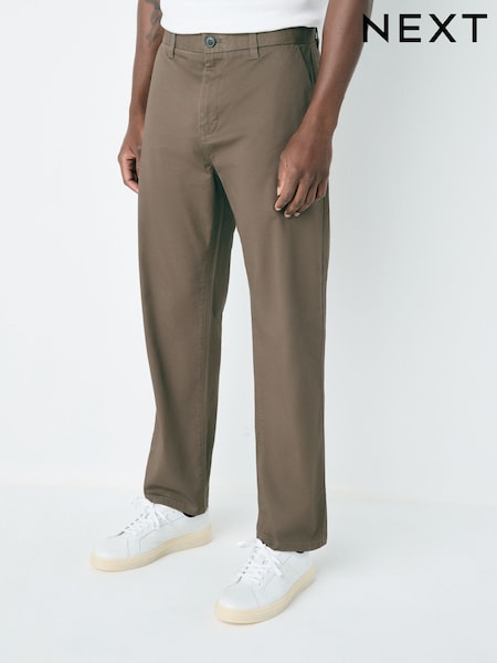 Light Brown Straight Fit Stretch Chinos Trousers (F79676) | £24