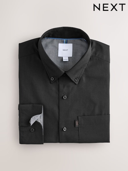 Black Slim Fit Button Down Easy Iron Oxford Shirt (F79729) | £24