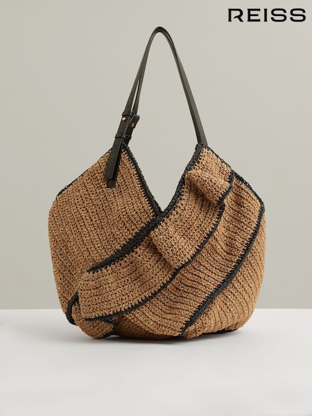 Reiss Natural Olescha Raffia Ruffle Tote Bag (F79754) | £198