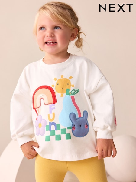 Ecru Padded Rainbow Character Long Sleeve T-Shirt (3mths-7yrs) (F79836) | £8 - £10