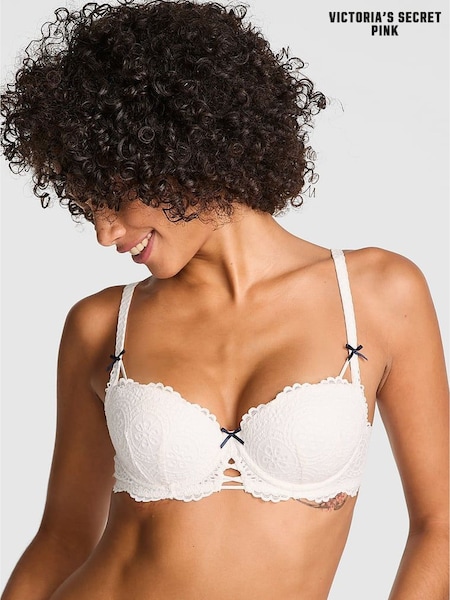Victoria's Secret PINK Coconut White Push Up Eyelet Lace Bra (F79989) | £35