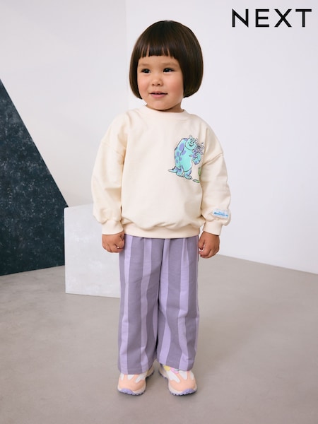Ecru White Monster's Inc Long Sleeve Top and Barrel Leg Trousers (3mths-7yrs) (F80007) | £18 - £22