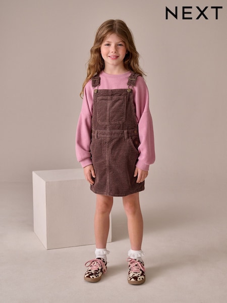 Mink Brown Cord Pinafore Dress (3-16yrs) (F80055) | £16 - £21