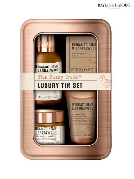 Baylis & Harding The Fuzzy Duck Bergamot, Hemp Sandalwood Mens Luxury Grooming Tin Gift Set (F80676) | £16