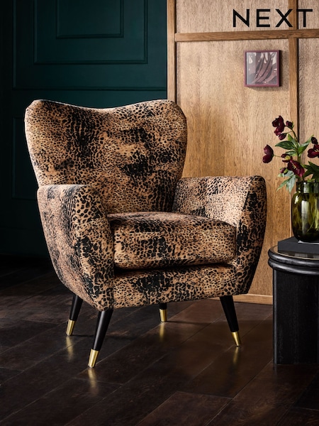 Opulent Velvet Leopard Print Wilson Highback Armchair (F80737) | £350