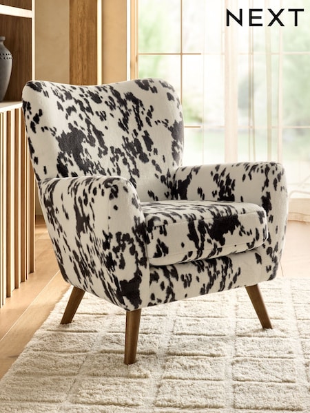 Alaska Faux Fur Cow Print Wilson Large Highback Armchair (F80743) | £450