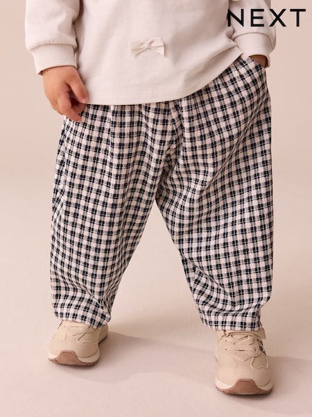 Black/White Gingham Textured Barrel Leg Trousers (3mths-7yrs) (F81294) | £9 - £11