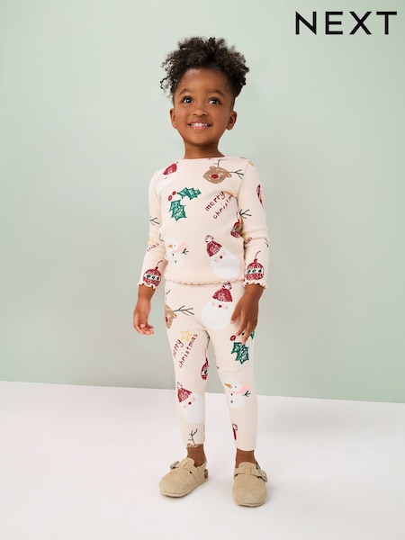 Neutral Christmas Rib Leggings (3mths-7yrs) (F81302) | £5 - £7