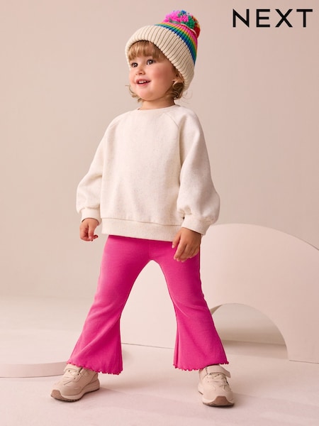 Bright Pink Rib Flare Leggings (3mths-7yrs) (F81304) | £4 - £6