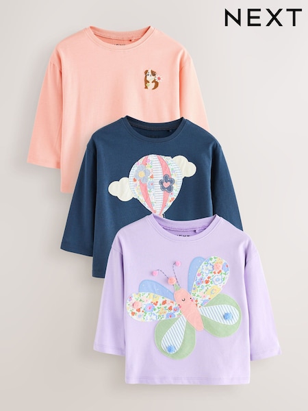 Purple/Pink Character Long Sleeve Tops 3 Pack (3mths-7yrs) (F81803) | £20 - £24
