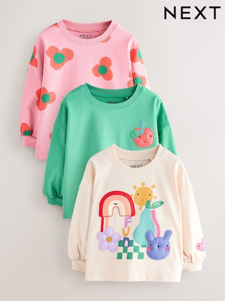 Rainbow Character Long Sleeve Tops 3 Pack (3mths-7yrs) (F81812) | £18 - £22