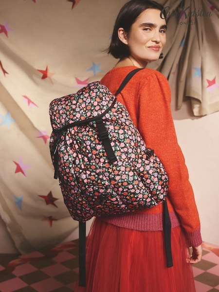 Cath Kidston Black Folding Star Ditsy Femme Utility Backpack (F81867) | £65