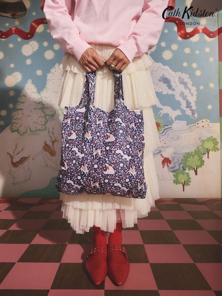 Navy Polar Ditsy Foldaway Shopper Bag (F81935) | £16