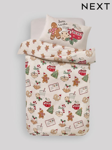 Ecru Gingerbread Christmas Duvet Cover and Pillowcase Set (F82203) | £16 - £23