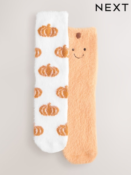 Orange Pumpkin Cosy Ankle Socks 2 Pack (F82280) | £10