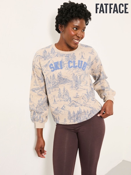 FatFace Alex Natural Ski Club Crew Sweatshirt (F82429) | £45