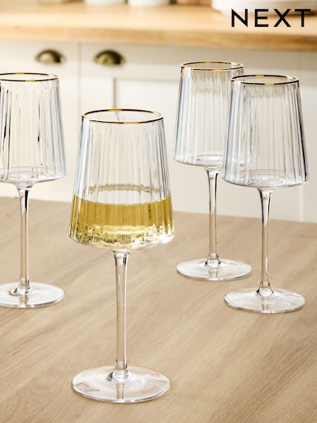 Set of 4 Gold Collins Wine Glasses (F82448) | £32