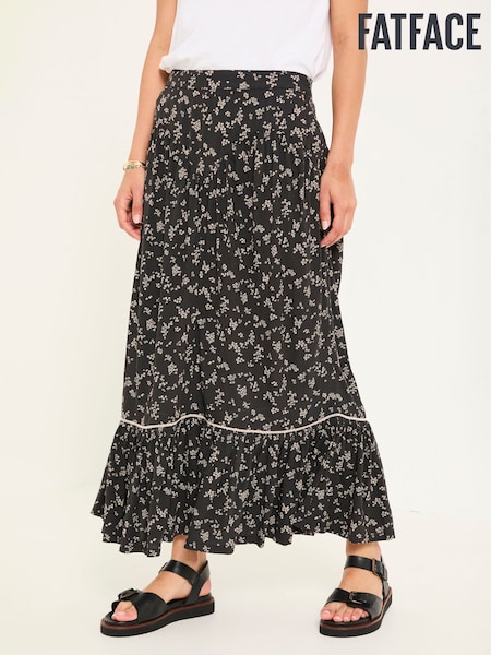 FatFace Aurielle Black Mono Ditsy Maxi Skirt (F82476) | £60