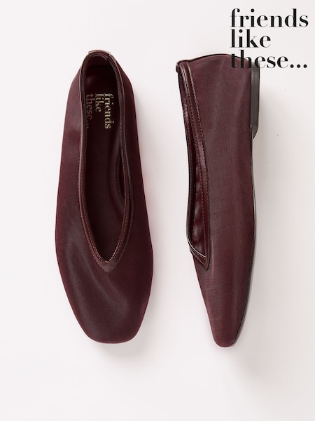 Friends Like These Burgundy Red Flat Mesh Slip-On Ballerina Shoes (F82481) | £25