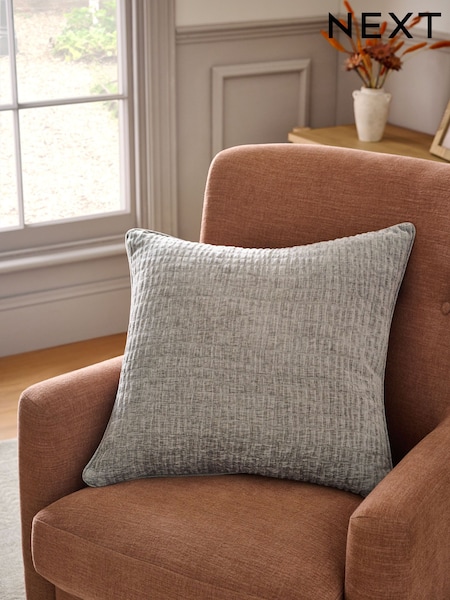 Charcoal Grey Textured Chenille 59 x 59cm Cushion (F82532) | £18