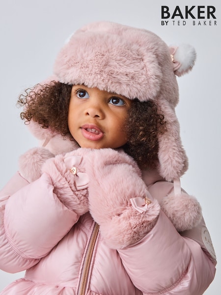 Baker by Ted Baker Bow Pink Faux Fur Trapper Hat (F82686) | £28