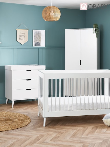 Obaby White With Acrylic Maya 3 Piece Nursery Furniture Set (F82840) | £990