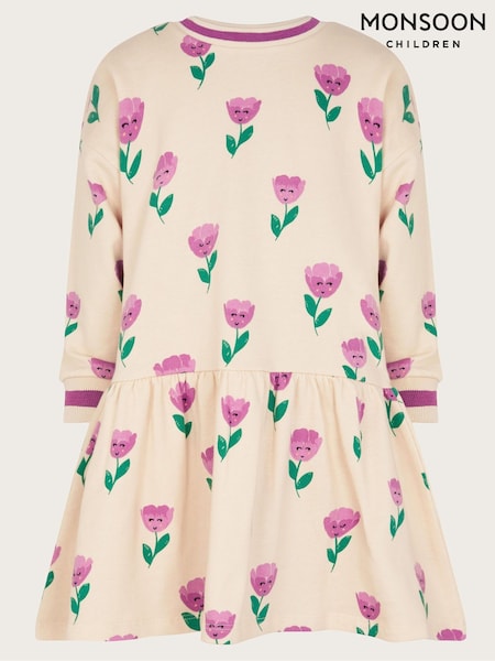 Monsoon Pink Tulip Print 100% Cotton Sweatshirt Dress (F82906) | £23 - £27