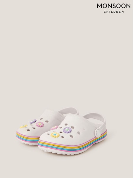 Monsoon Natural Flower Stripe Clogs (F82921) | £12 - £14