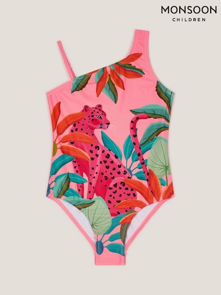 Monsoon Pink Leopard Print Asymmetrical Swimsuit (F82951) | £19 - £23