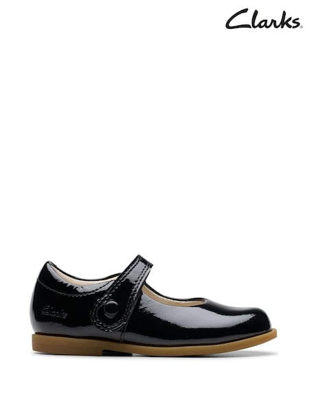 Clarks Black Dark Wide Fit (G) Drew Tap Toddler Shoes (F82963) | £38