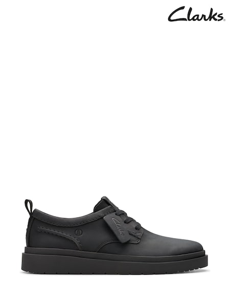 Clarks Black Leather Polden Lace Shoes (F82986) | £90