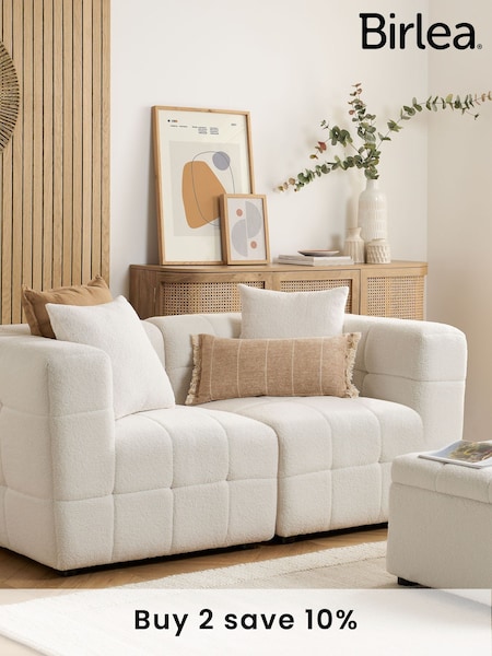 Birlea White Milo Boucle 2 Seater Corner Chaise Sofa (F83077) | £1,010