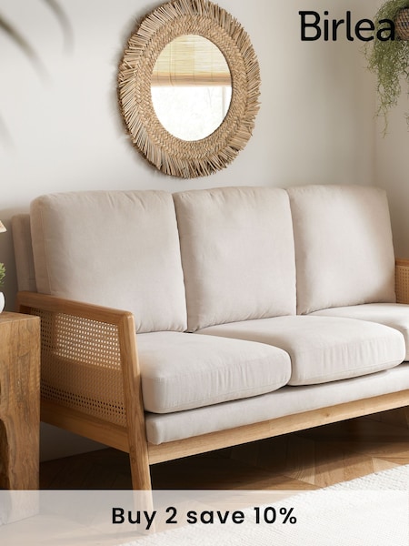 Birlea Brown Ida Rattan & Fabric 3 Seater (F83081) | £515
