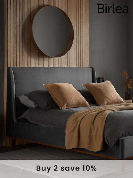 Birlea Grey Lincoln Upholstered Velvet Bed (F83082) | £408 - £443